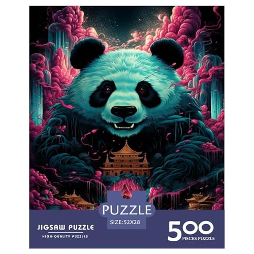 500-teiliges Puzzle mit Panda-Tieren für Erwachsene, Holzpuzzle für Erwachsene und Teenager, Lernspielzeug, 500 Teile (52 x 38 cm) von XJmoney