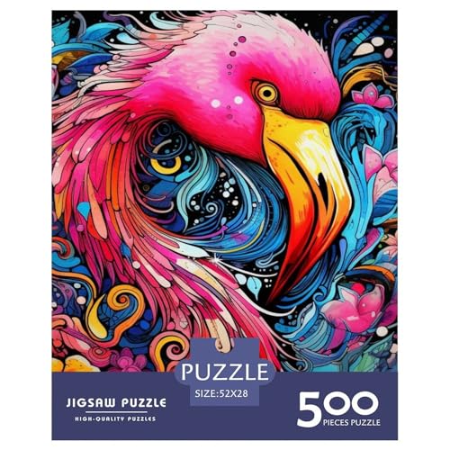 500-teiliges Puzzle mit Tier-Flamingo, Puzzle für Erwachsene und Teenager, Erwachsene, ab 14 Jahren, 500 Teile (52 x 38 cm) von XJmoney