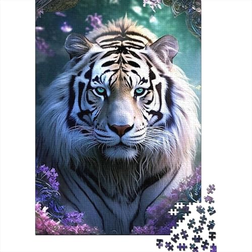 500-teiliges Puzzle mit Tierkunst, Tiger-Puzzle für Kinder, Holzbrett-Puzzle, Lernspiele, Heimdekoration, Puzzle 500 Teile (52 x 38 cm) von XJmoney