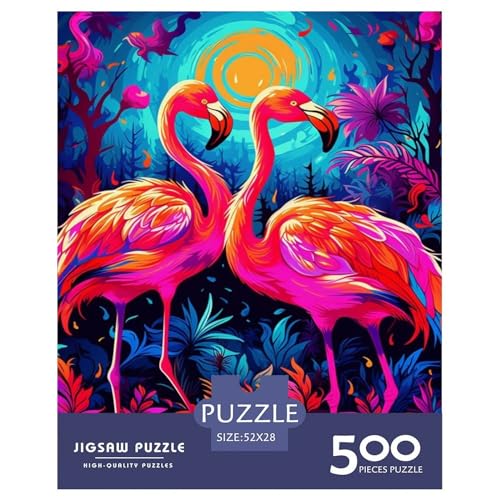 500-teiliges Puzzle mit Tiermotiven und Flamingos für Erwachsene, Teenager, Puzzles, Holzpuzzles, Familienaktivitäts-Puzzles, 500 Teile (52 x 38 cm) von XJmoney