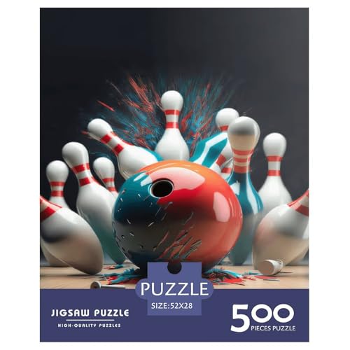 500-teiliges Puzzle mit abstraktem Bowling-Kunstwerk für Erwachsene Teenager, Holzpuzzles für Erwachsene, Puzzles für Erwachsene, Lernspiel, Herausforderungsspielzeug, 500 Stück (52 x 38 cm) von XJmoney