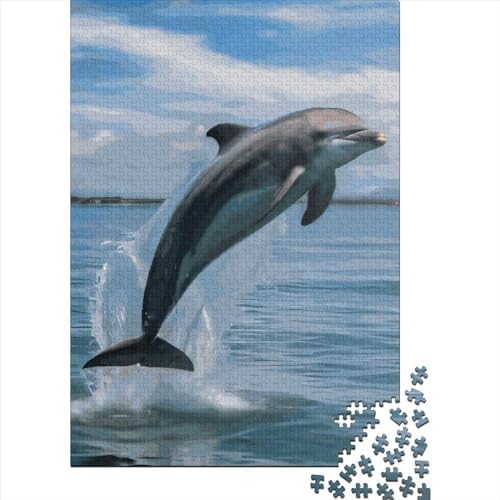 500-teiliges Puzzle mit akrobatischen Delfinen für Erwachsene, Teenager, Puzzle für Erwachsene, Kinder, 500 Teile (52 x 38 cm), Gelegenheits-Puzzlespiele von XJmoney