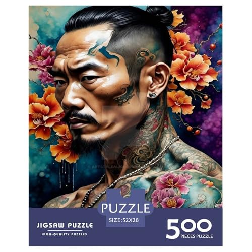 500-teiliges Puzzle mit japanischem Yakuza-Kämpfer für Erwachsene Teenager. Puzzles für Erwachsene und Teenager für Erwachsene, ab 14 Jahren. 500 Teile (52 x 38 cm) von XJmoney