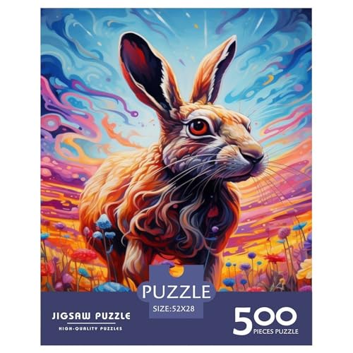 500-teiliges Puzzle mit laufendem Kaninchen für Erwachsene, Puzzle für Erwachsene und Teenager, Lernspiel, 500 Teile (52 x 38 cm) von XJmoney