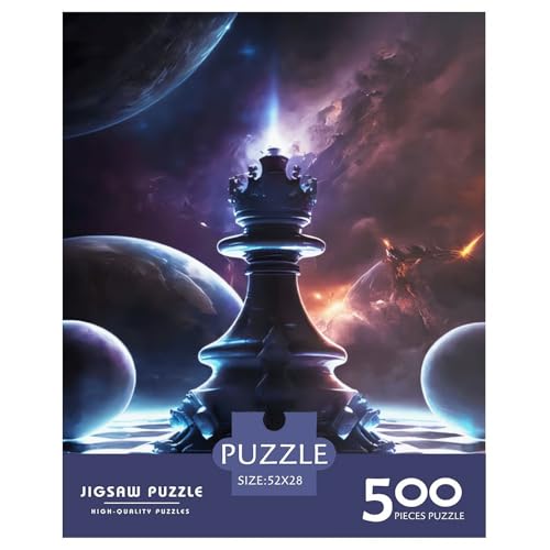 500-teiliges Schach-im-Weltraum-Puzzle für Erwachsene Teenager, Holzpuzzles für Teenager-Geschenke, Entspannungs-Puzzlespiele, 500 Teile (52 x 38 cm) von XJmoney