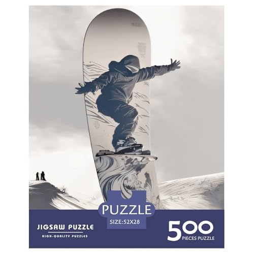 500-teiliges Snowboard-Puzzle für Erwachsene Teenager, Holzpuzzles für Erwachsene, Puzzles für Erwachsene, Lernspiel, Herausforderungsspielzeug, 500 Stück (52 x 38 cm) von XJmoney