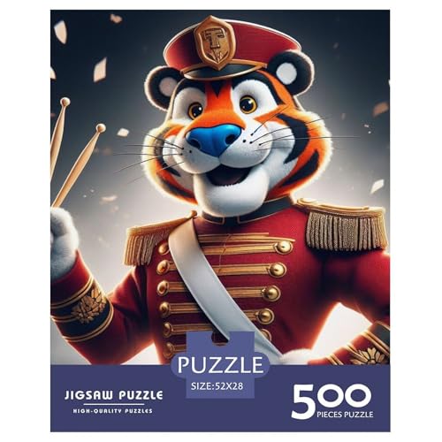 500-teiliges Tiger-Trommel-Puzzle für Erwachsene, Puzzle, Puzzle für Erwachsene, Lernspiele für zu Hause, DIY-Spielzeug, 500 Stück (52 x 38 cm) von XJmoney