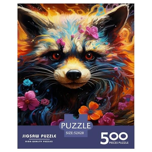 500-teiliges künstlerisches Zibetkatzen-Puzzle für Erwachsene und Teenager, Puzzle für Erwachsene, Lernspielzeug, 500 Teile (52 x 38 cm) von XJmoney