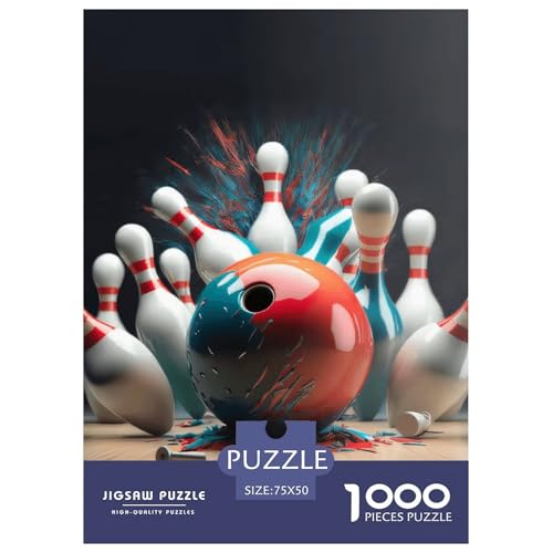 Abstraktes Bowling-Kunstwerk. Puzzles für Erwachsene und Jugendliche. Holzpuzzles für Erwachsene. Puzzles für Erwachsene. Geschenke für Erwachsene. 1000 Teile (75 x 50 cm) von XJmoney