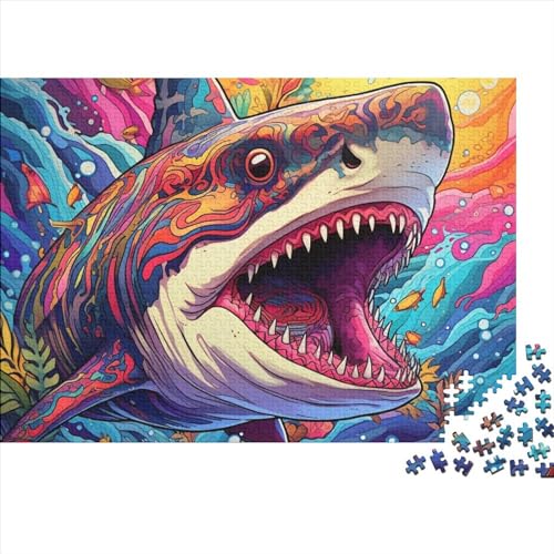 Animal Art Shark 1000-teiliges Puzzle für Erwachsene | | Familienspaß-Puzzle 1000 Teile für Erwachsene, Geschenke, Denkspiele, 1000 Teile (75 x 50 cm) von XJmoney