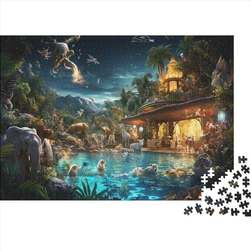 Animals Pool_Arty Puzzles300-teiliges Holzpuzzle für Erwachsene, Denksport-Puzzles für Erwachsene, 300 Teile (40 x 28 cm) von XJmoney