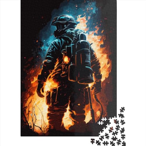 Anti-Stress-Puzzle, Feuerwehr, 100 % recycelter Karton, für Kinder und Erwachsene ab 12 Jahren, Halloween-Geschenke, 38 x 26 cm, 1000 Teile von XJmoney