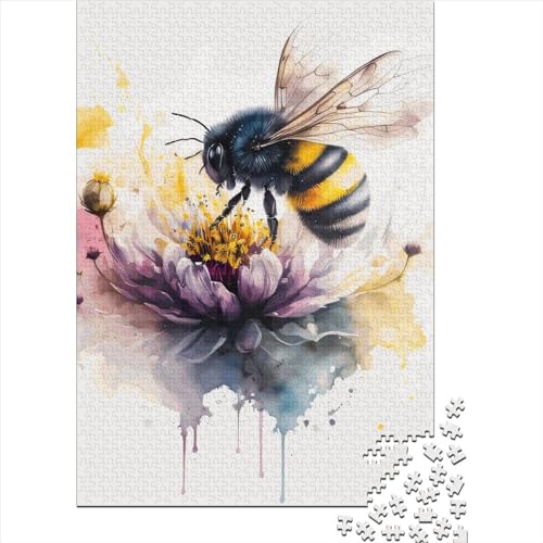 Aquarell Bienen Puzzle Bastelset Premium Papppuzzle für Kinder Erwachsene Vatertagsgeschenke 70 x 50 cm / 1000 Teile von XJmoney