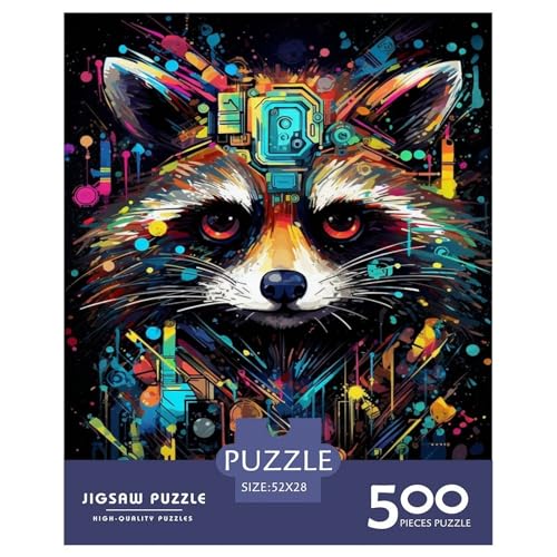 Art Animal Civet Cat Puzzle 500 Teile für Erwachsene, Puzzle für Erwachsene und Jugendliche ab 12 Jahren, 500 Teile (52 x 38 cm) von XJmoney