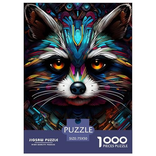 Art Animal Civet Cat Puzzles 1000 Teile für Teenager Geschenke Holzpuzzle Erwachsenenpuzzle Familienspaß Puzzles 1000 Teile (75x50cm) von XJmoney