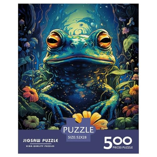 Art Animal Frog Puzzle 500-teiliges Puzzle für Erwachsene, Puzzle für Teenager, Geschenke, Lernspiel, Herausforderungsspielzeug, 500 Stück (52 x 38 cm) von XJmoney