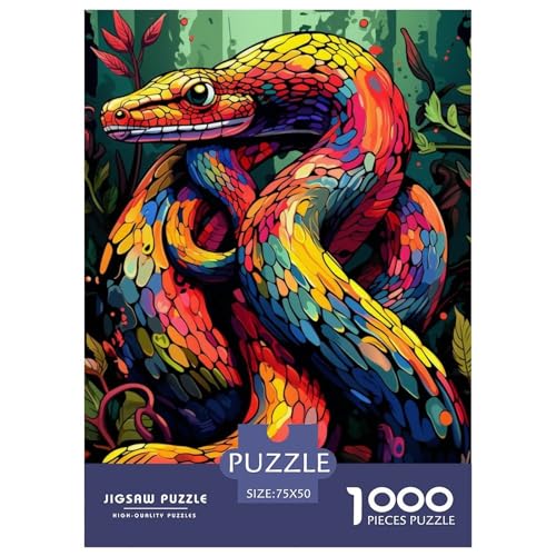 Art Animal Snake Puzzle 1000-teiliges Puzzle für Erwachsene, Puzzles aus Holz, nachhaltiges Puzzle für Erwachsene | Spiele 1000 Teile (75 x 50 cm) von XJmoney