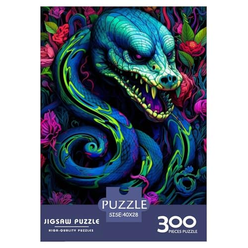 Art Animal Snake Puzzle 300-teiliges Puzzle für Erwachsene, Puzzles aus Holz, nachhaltiges Puzzle für Erwachsene | Spiele 300 Teile (40 x 28 cm) von XJmoney