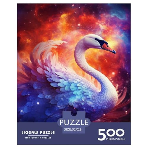 Art Animal Swan Puzzle 500-teiliges Puzzle für Erwachsene, Puzzles aus Holz, nachhaltiges Puzzle für Erwachsene | Spiele 500 Teile (52 x 38 cm) von XJmoney