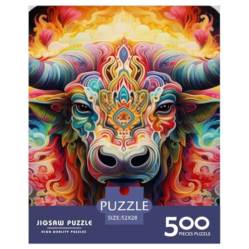 Art Bull Puzzle 500 Teile Puzzle für Erwachsene, Puzzles aus Holz, nachhaltiges Puzzle für Erwachsene | Spiele 500 Teile (52 x 38 cm) von XJmoney