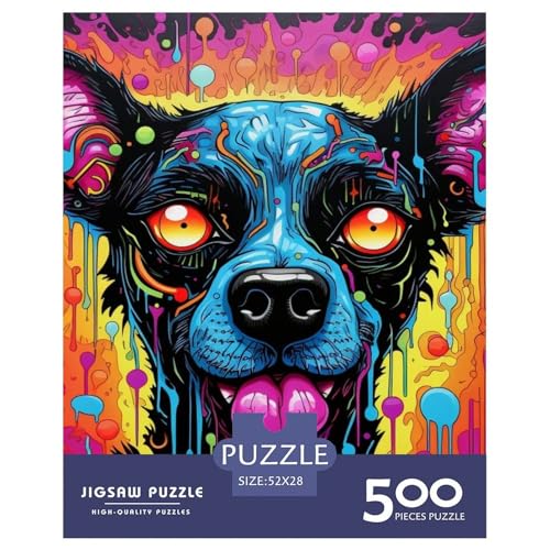 Art Dog-Puzzles für Erwachsene, 500 Puzzles, Puzzles für Erwachsene, Puzzles für Erwachsene, Lernspiel, Herausforderungsspielzeug, 500 Teile (52 x 38 cm) von XJmoney