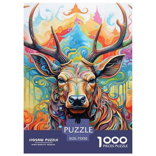 Art Elk Puzzles für Erwachsene & Jugendliche Holzpuzzles für Erwachsene & Jugendliche Nachhaltiges Puzzle für Erwachsene | Spiele 1000 Teile (75x50cm) von XJmoney