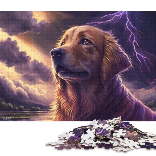 Art Golden Retriever Puzzle 1000 Teile Puzzle für Kinder, Denkspiel, Puzzlespielzeug für Kinder, 1000 Teile (75 x 50 cm) von XJmoney