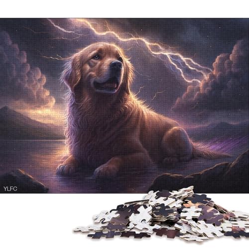 Art Golden Retriever Puzzle 1000 Teile Puzzle für Kinder, Denkspiel, Puzzlespielzeug für Kinder, 1000 Teile (75 x 50 cm) von XJmoney