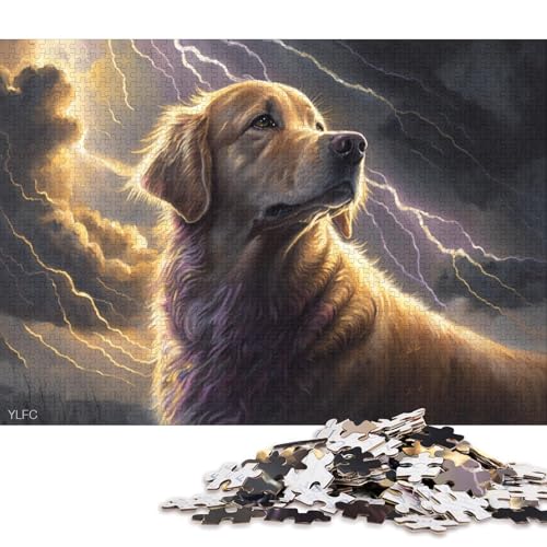 Art Golden Retriever Puzzle 300 Teile Puzzle für Kinder, Denkspiel, Puzzlespielzeug für Kinder, 300 Teile (40 x 28 cm) von XJmoney