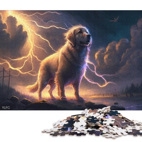 Art Golden Retriever-Puzzles für Kinder, 1000-teiliges Puzzle für Kinder, lustiges Dekomprimierungsspiel, 1000 Teile (75 x 50 cm) von XJmoney