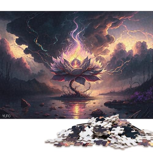 Art Lotusblume Puzzle für Kinder 1000 Teile Spielzeug Familienpuzzlespiele Geburtstagsgeschenke Lernpuzzle Jungen Mädchen 1000 Teile (75x50cm) von XJmoney