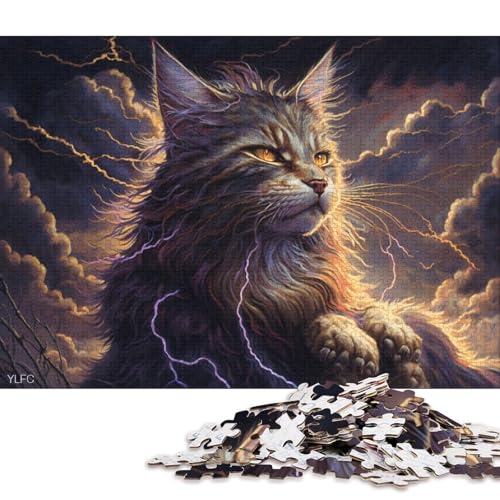 Art Maine Coon Cat Puzzlespiel für Erwachsene mit 1000 Teilen, kreatives Puzzle, Dekomprimierungsspiel, 1000 Teile (75 x 50 cm) von XJmoney