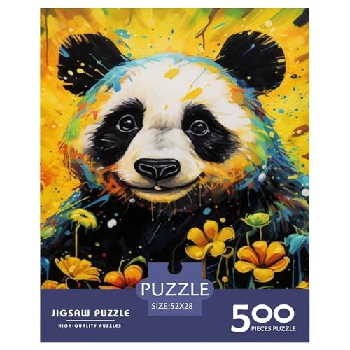 Art Panda Animals Puzzle 500 Teile für Teenager Geschenke Holzpuzzle Erwachsenenpuzzle Puzzle Puzzles für Erwachsene 500 Stück (52x38cm) von XJmoney