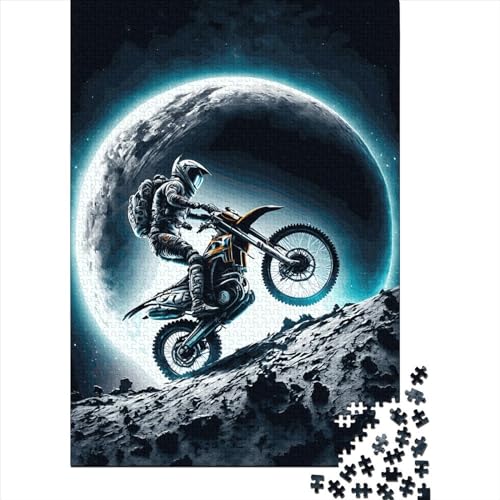 Astronaut auf einem Motorrad2 herausforderndes Puzzle und Puzzlespiel rechteckiges Papierpuzzle für Kinder Erwachsene Ostergeschenk 70 x 50 cm / 1000 Teile von XJmoney