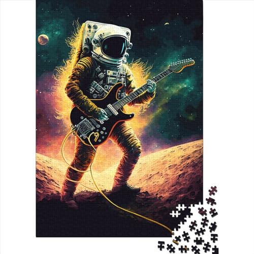 Astronaut spielt Gitarre 3 Lustiges Puzzle 100% recycelter Karton Puzzle für Jungen oder Mädchen, Geschenke für Kindertag 38x26cm / 1000 Teile von XJmoney