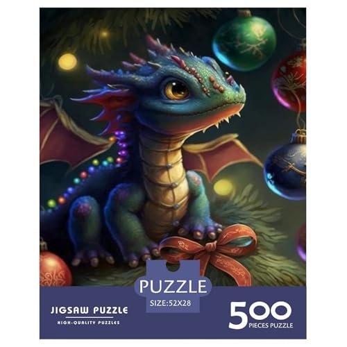 Baby-Drache-Puzzle 500 Teile für Teenager-Geschenke, Holzpuzzle, Erwachsenen-Puzzle, Familienspaß, Puzzle 500 Teile (52 x 38 cm) von XJmoney