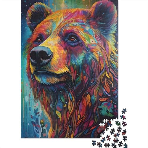 Bär in buntem Puzzle Kunst Spielzeug Lernspiel Papier Puzzle Rechteck für Jungen oder Mädchen Geburtstagsgeschenk 70x50cm/1000 Teile von XJmoney