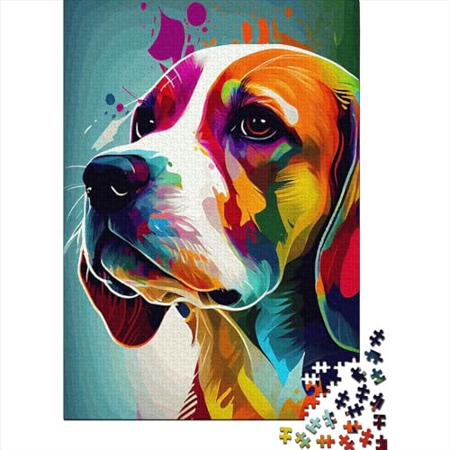 Beagle Buntes Puzzle, personalisierbar, mit 1 Bild, 100 % recycelter Karton, für Jungen oder Mädchen, 38 x 26 cm, 1000 Teile von XJmoney