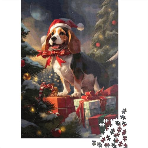 Beagle Weihnachten Puzzle Spielzeug Lernspiel Rechteckiges Papier Puzzle für Jungen oder Mädchen Geburtstagsgeschenk 38 x 26 cm / 1000 Stück von XJmoney