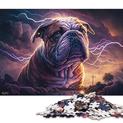 Bulldoggen-Hund Puzzles für Kinder, 500-teiliges Puzzle, rechteckiges Puzzle, Geschenke und Heimdekoration und Familienspiel, 500 Teile (52 x 38 cm) von XJmoney