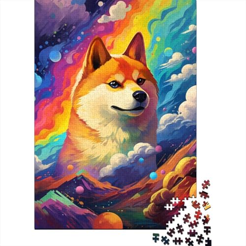 Bunte Art Corgi-Puzzles für Holzbrett-Puzzles, tolles Geschenk für Kinder, 500 Teile (52 x 38 cm) von XJmoney