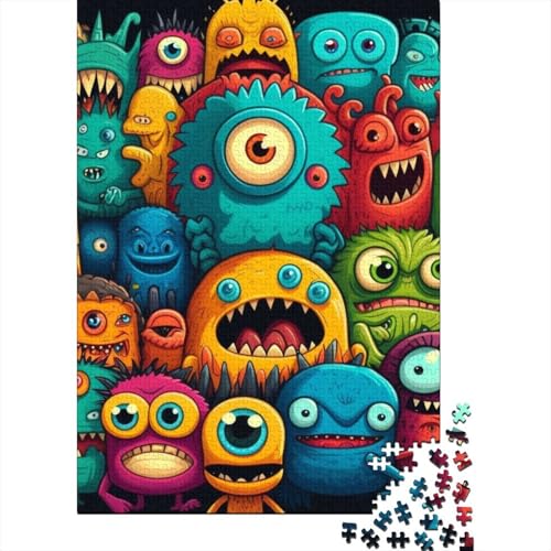 Bunte Monster-Puzzles für Erwachsene, 500 Teile, Puzzles für Erwachsene, Puzzles aus Holz, kreativ für Erwachsene, anspruchsvolles Spiel, 500 Teile (52 x 38 cm) von XJmoney