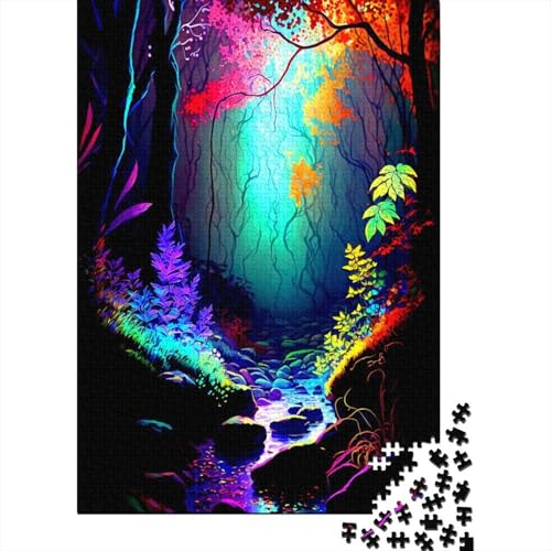 Bunter Wald 300-teiliges Puzzle für Erwachsene, 300-teiliges Holzpuzzle, Puzzle, Mitmachspiel, Familiendekoration, 300 Teile (40 x 28 cm) von XJmoney