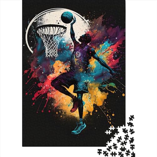 Buntes Basketball-Puzzle für Kinder und Erwachsene, ab 18 Jahren, Lernspiele, rechteckiges Papierpuzzle, 38 x 26 cm, 1000 Teile von XJmoney