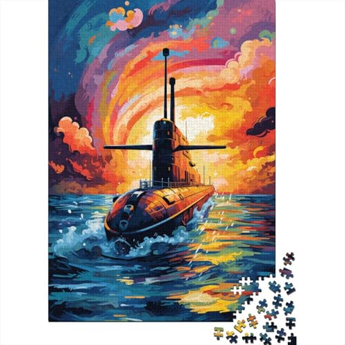 Buntes Flugzeugträgerschiff, 1000-teiliges Puzzle, Holzpuzzle, geeignet für Kinder und Familienpuzzlespiel ab 18 Jahren (75 x 50 cm) von XJmoney