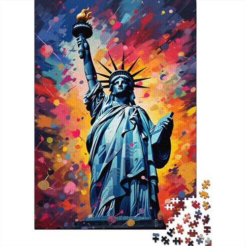 Buntes Freiheitsstatuen-Puzzle, 300 Teile, für Kinder, Holzpuzzle für Kinder ab 18 Jahren, Lernspielzeug (40 x 28 cm) von XJmoney