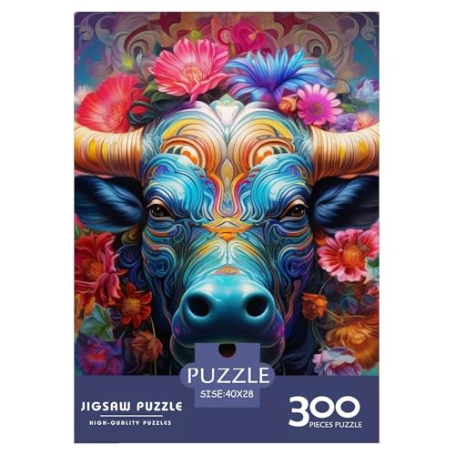 Buntes Kuh-Puzzle, 300 Teile, Puzzle für Erwachsene, Puzzles aus Holz, nachhaltiges Puzzle für Erwachsene | Spiele 300 Teile (40 x 28 cm) von XJmoney