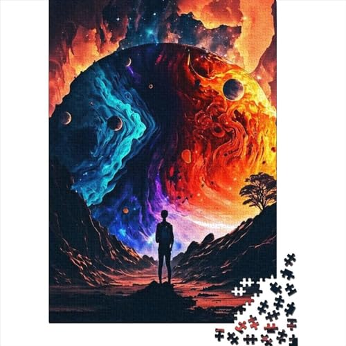 Buntes Puzzle für Erwachsene im Weltraum – Holzpuzzle – Entspannungs-Puzzlespiele – Denksport-Puzzle 300 Teile (40 x 28 cm) von XJmoney