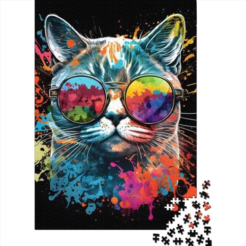 Buntes Puzzle mit Katzen- und Tiermotiv, für Erwachsene, Denkspiel, Puzzlespielzeug für Kinder, 500 Teile (52 x 38 cm) von XJmoney