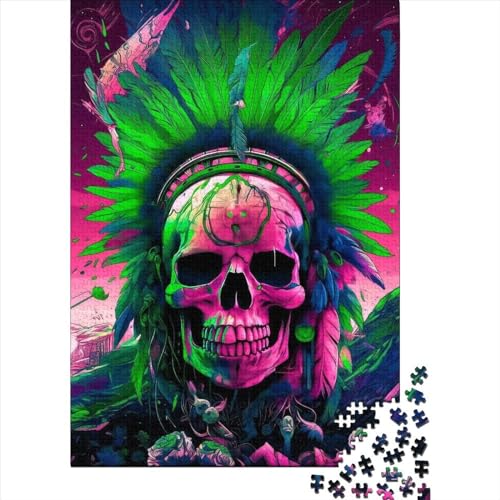 Chieftain Trippin Skull Puzzle für Erwachsene, Denkspiel, Puzzlespielzeug für Kinder, 500 Teile (52 x 38 cm) von XJmoney